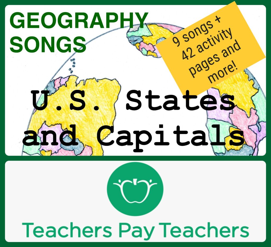 Geography Songs for Everyone, US States and Capitals Album on Teachers Pay Teachers